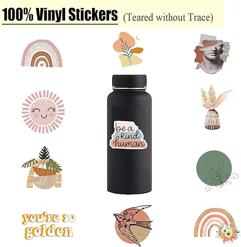 Vista 4 de Calcomanías estéticas vintage, 50 unidades, vinilo impermeable para botellas de agua, laptop, teléfono, computadora, guitarra (1)