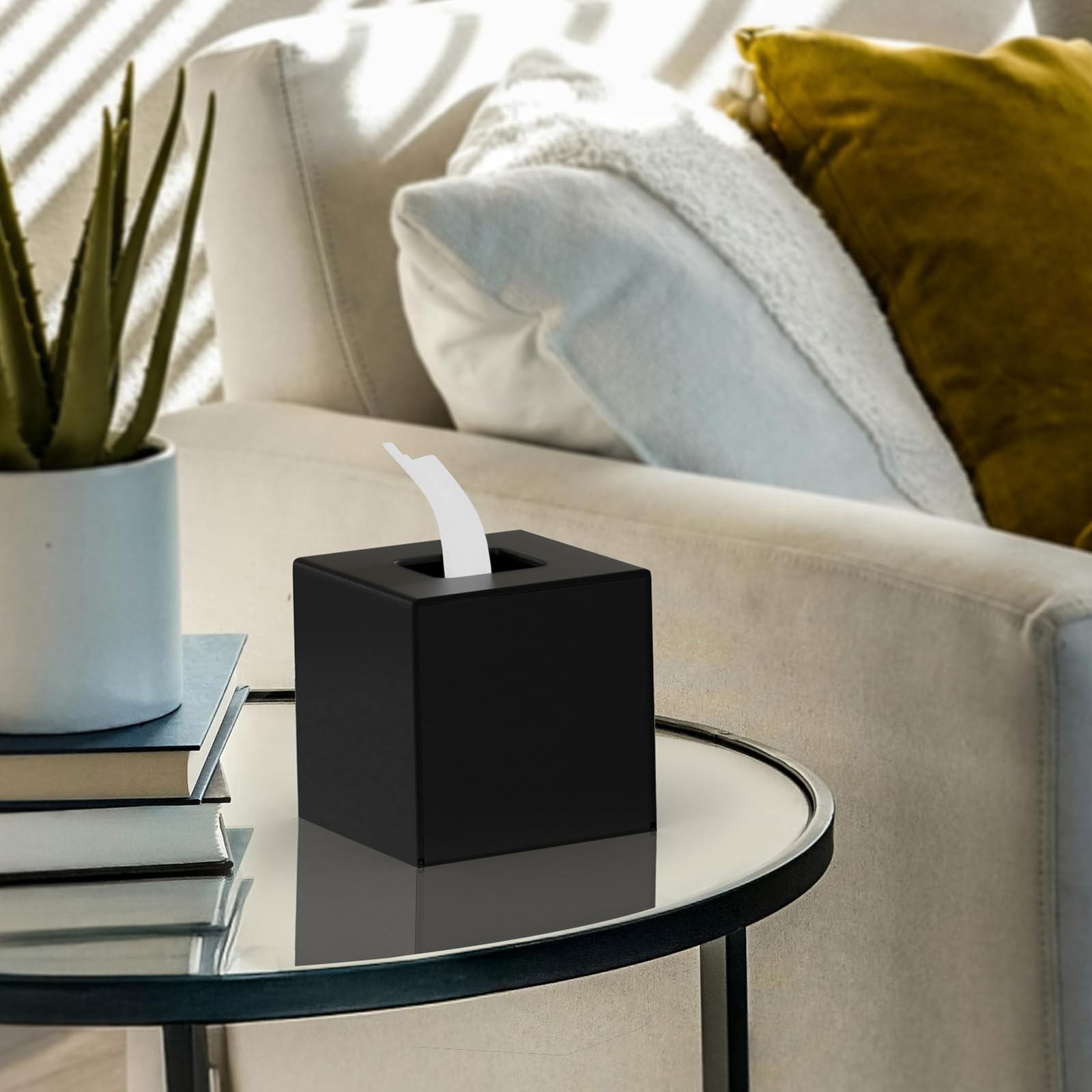 Housse Boîte à Mouchoirs Carrée PVC Imperméable – Motif Noir Et Blanc Élégant, Pour Maison, Bureau, Salle De Bain, Cuisine