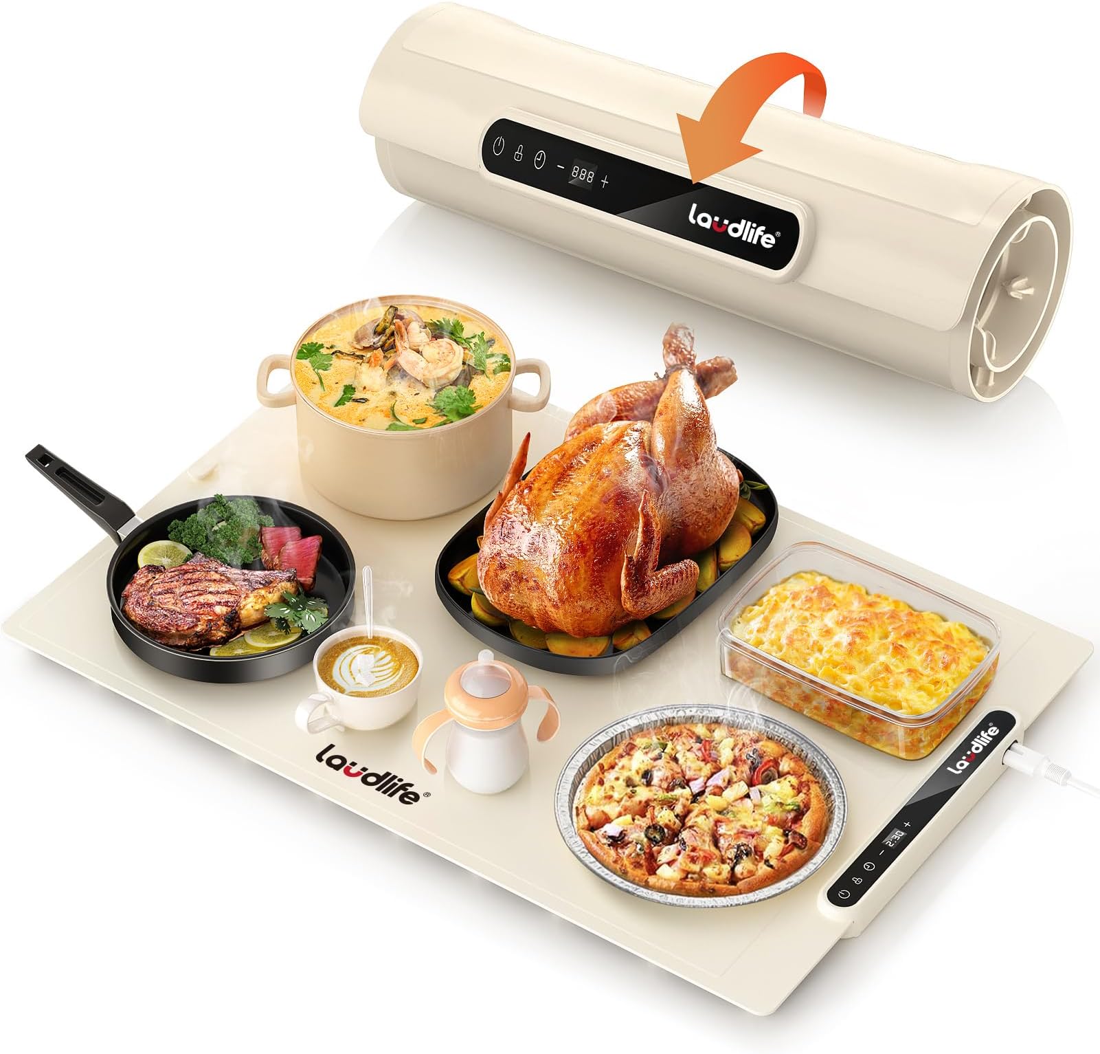 Electric Warming Tray with Adjustable Temperature, Foldable Food Warmer Features Sleek Design & Fast Heating, Buffet Server and for Parties, Family Gatherings, Sabbath, Holidays (BW601)