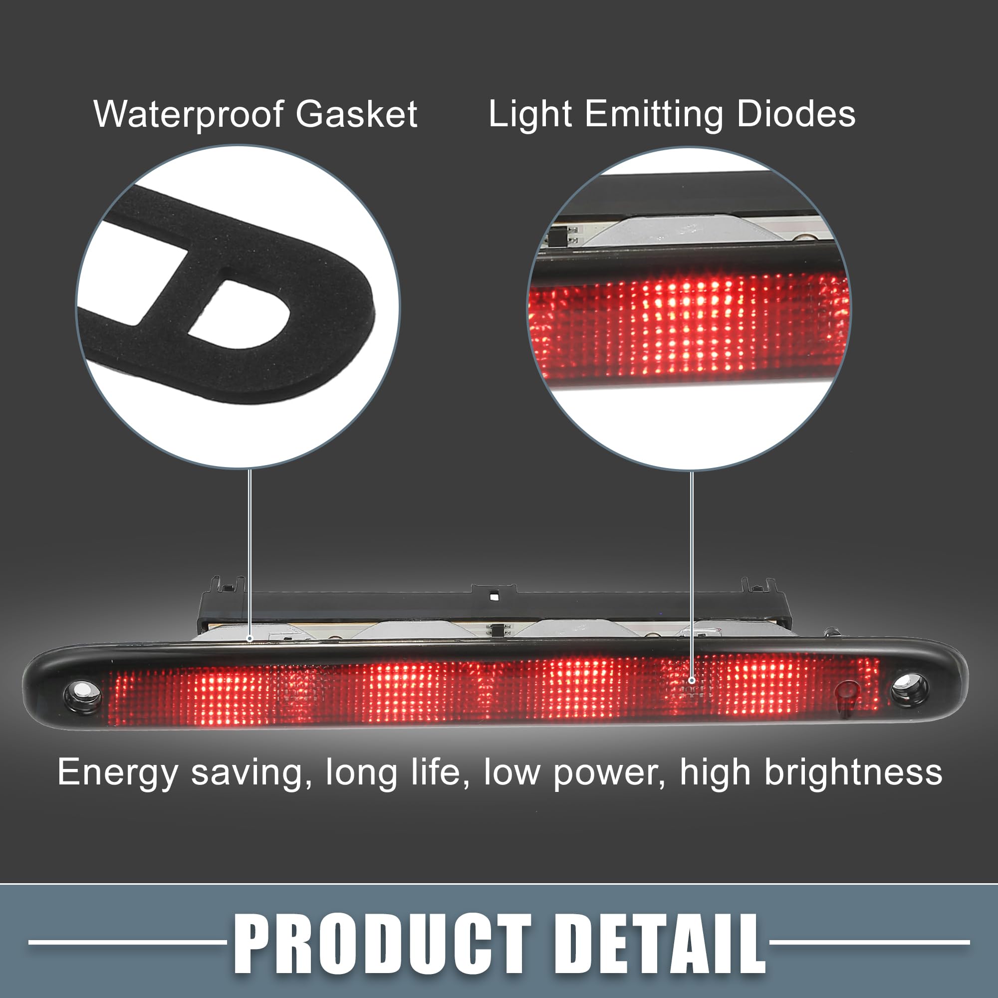 A ABSOPRO Coda Alta Montatura Freno Stop Luce Per Peugeot 107 05-14 1pc | Materiale: Plastica, Colore: Fumé, Dim: 28.5X3X5 Cm, Luce: LED Rossa, Impermeabile, Per Citroen C1 05-14