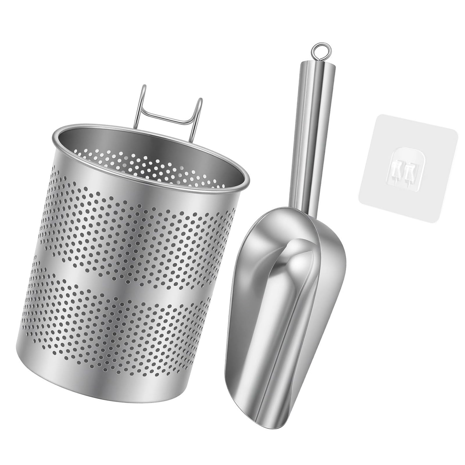Zxfdsfdbnm Stainless Steel Ice Scoops with Holders Hanging Organizers for Ice Maker Bucket Multipurpose for Flour Grains Spoon with Stand