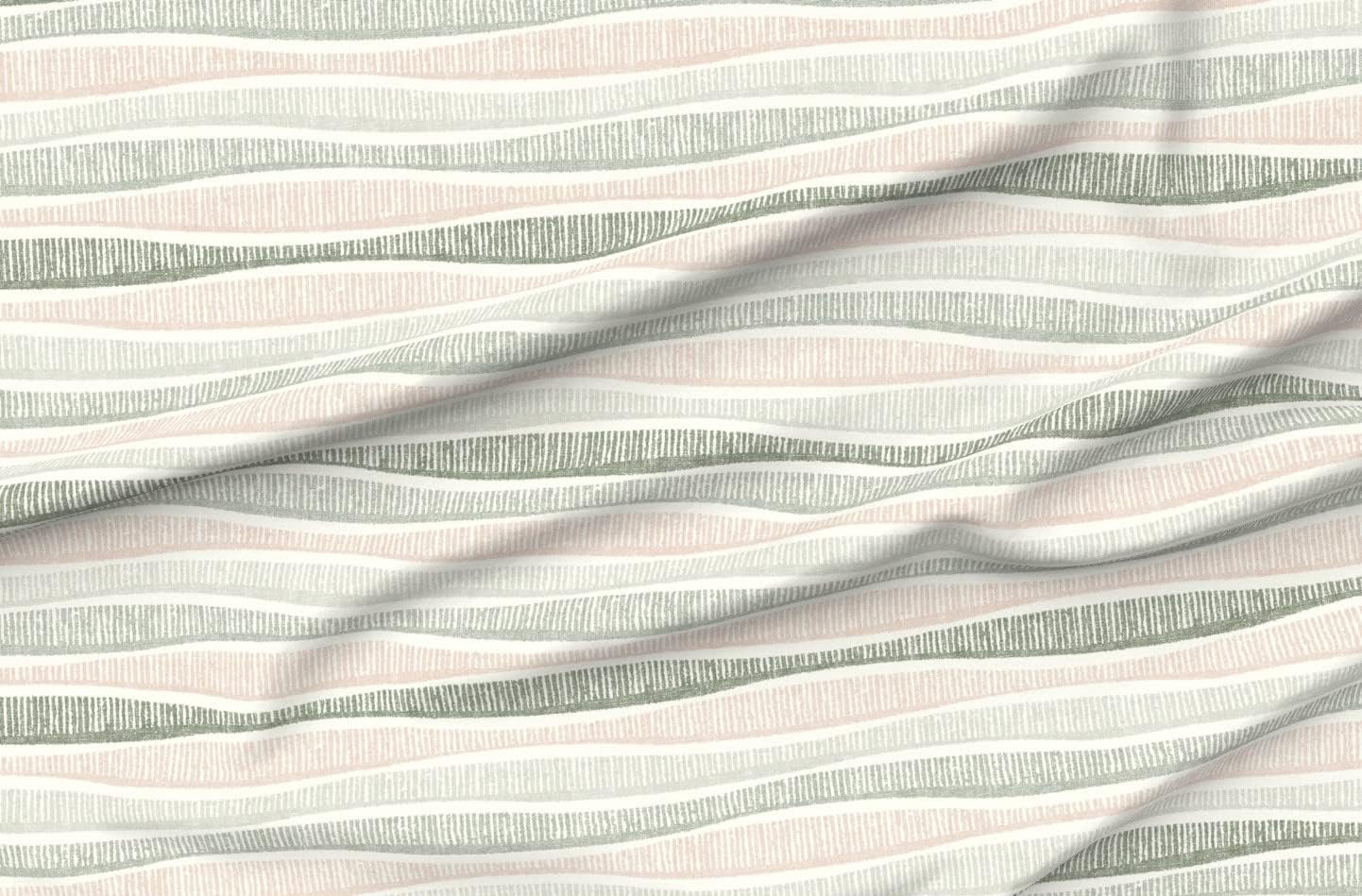 Spoonflower Fabric - Coastal Stripe Minimal Sage Green Blush Pink Modern Printed on Organic Cotton Sateen Fabric by The Yard - Sewing Quilting Apparel Home Decor