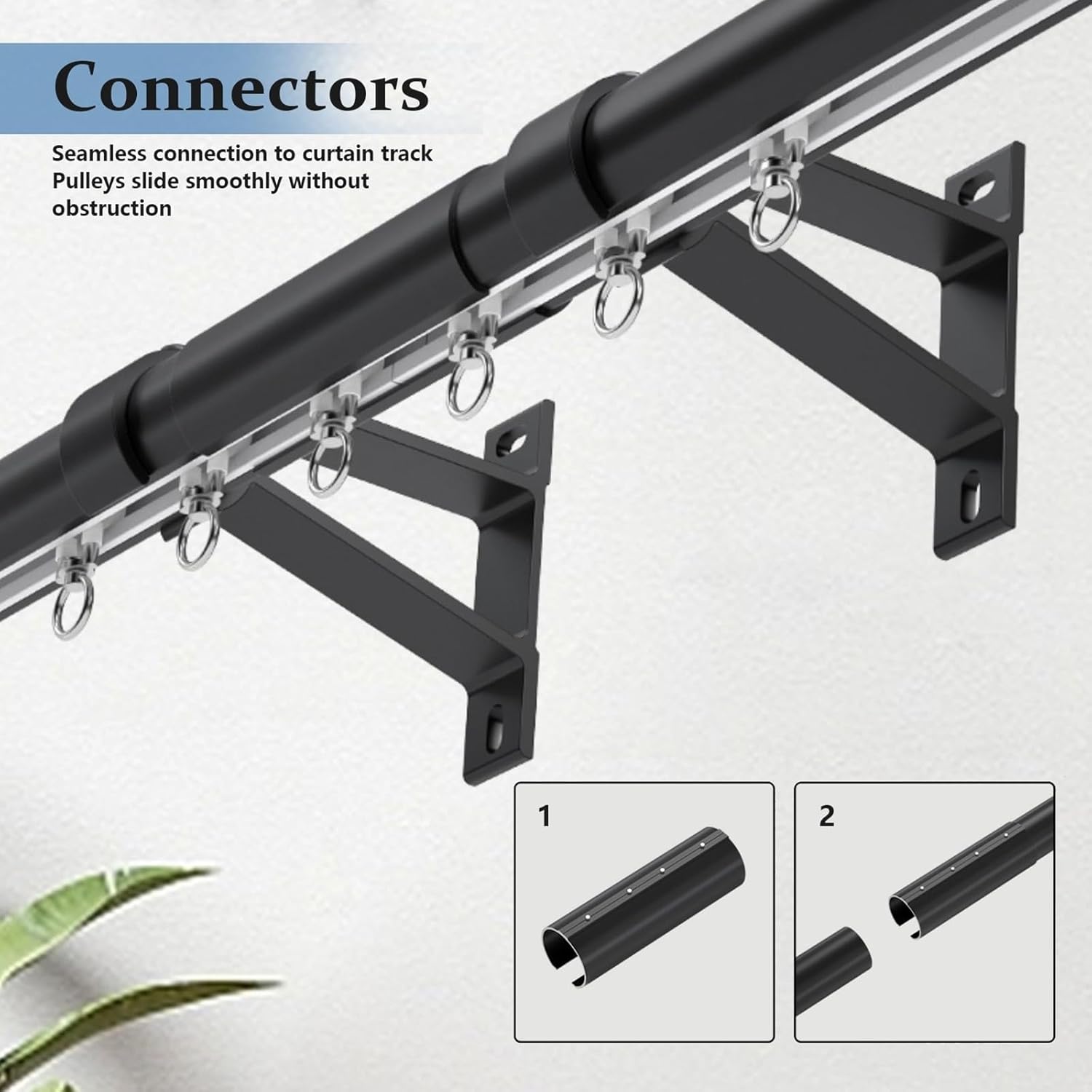 Adjustable Double Roman Curtain Track - Sliding Curtain Rod for Smooth Operation - Wall-Mounted Aluminum Pole - Blackout & Noise-Reducing Rail - Ideal for Room Dividers (Black, 130cm/4.26ft)