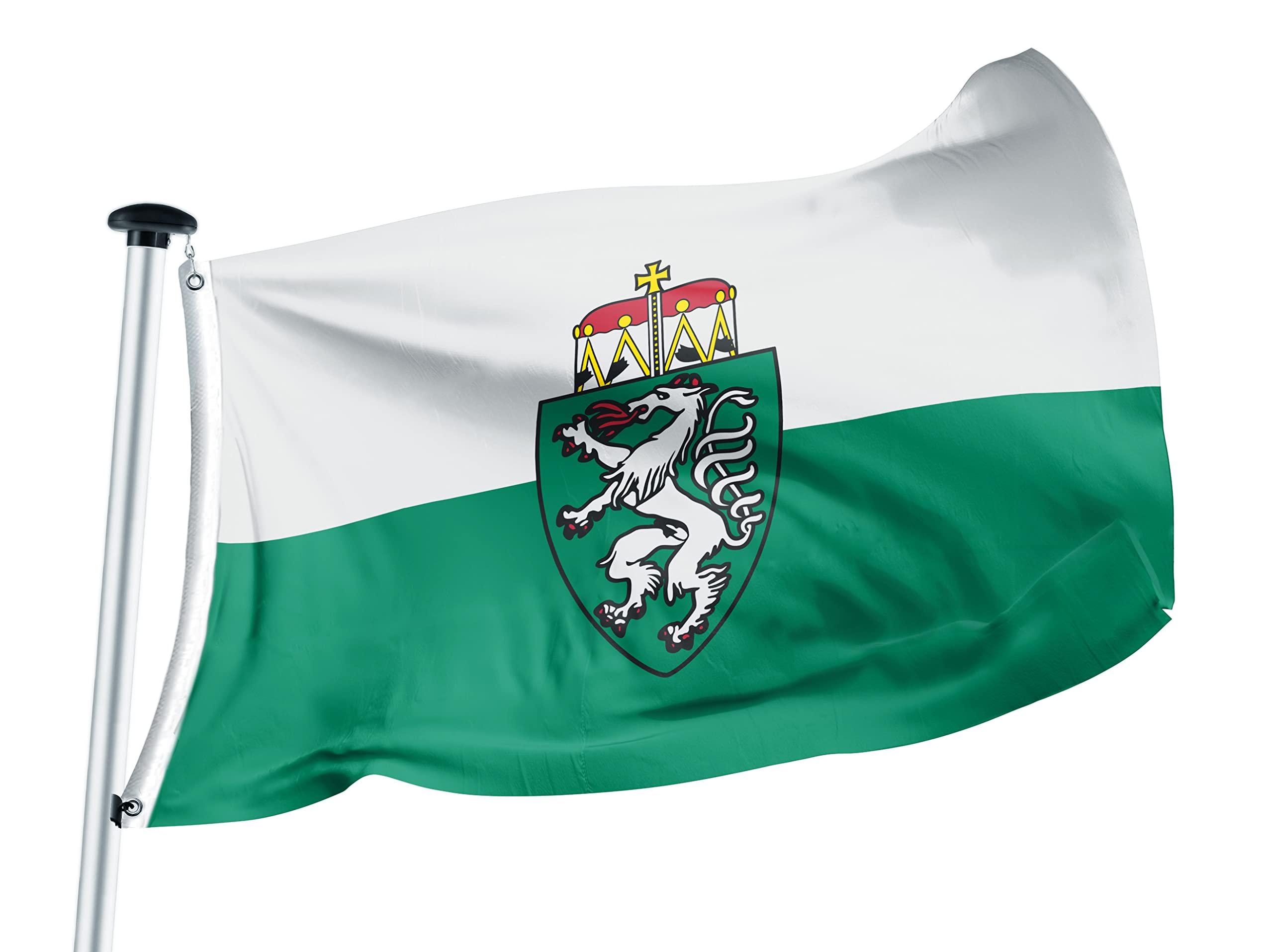 Bandiera Steiermark di alta qualità, 100 x 150 cm, peso del tessuto 115 g/m², stampata, in poliestere lucido robusto e resistente alle intemperie, con occhielli (100 x 150 cm, Steiermark)