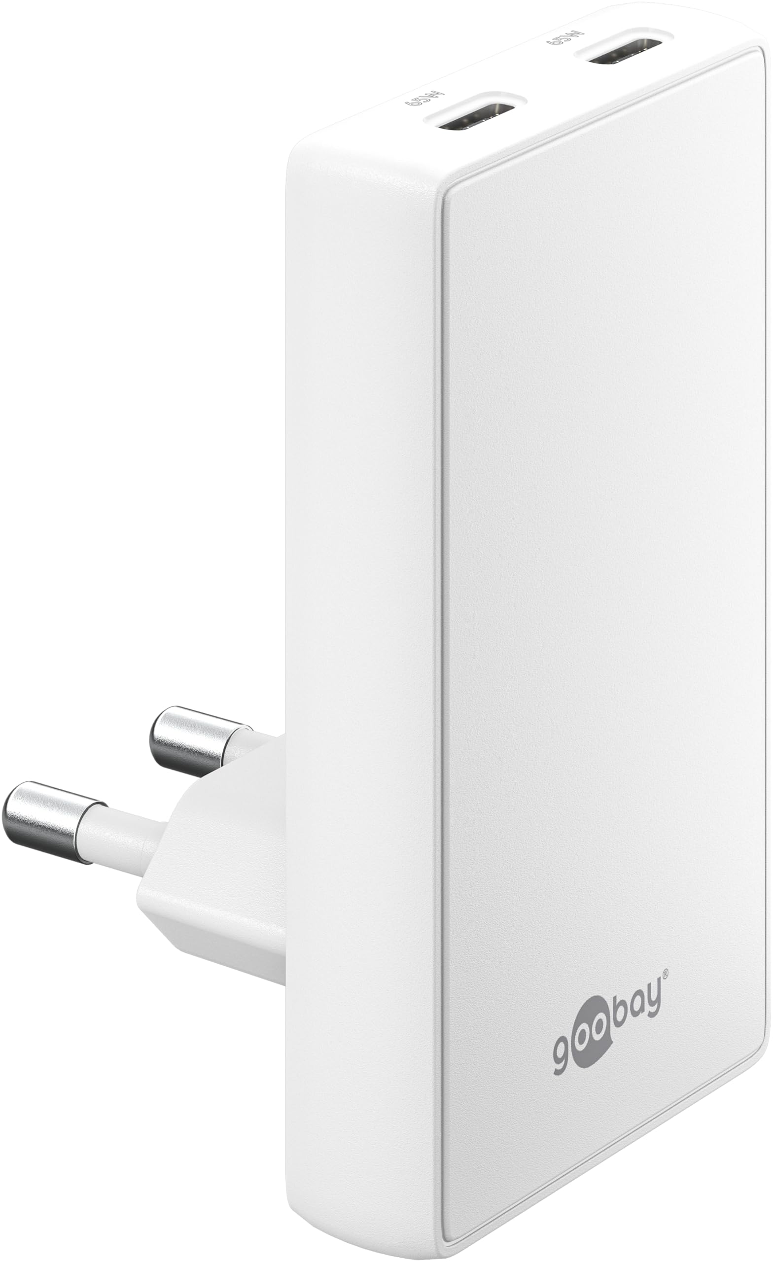 GOOBAY USB-C PD GaN Dual-Ladegerät 65 W, 2x USB-C PD, 90° Flat