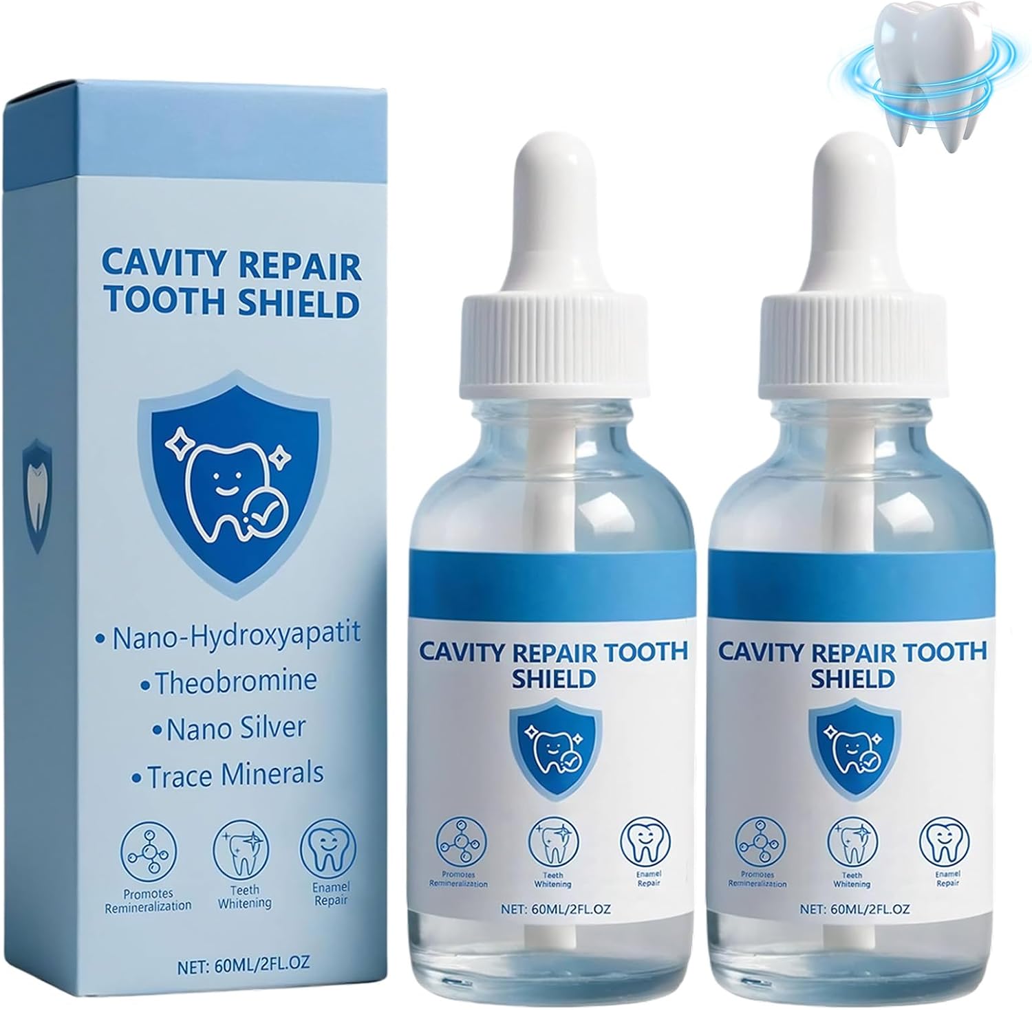 Nudenta Odontic Repair Tootharmor – Nano Hydroxyapatite Remineralization Complex for Cavity Repair, Enamel Strengthening, Teeth Whitening & Lasting tootharmor – 60ml (2PCS)
