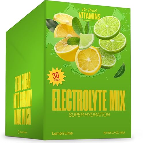 Mezcla de electrolitos sĂşper hidrataciĂłn fĂłrmula de oligominerales Sabor lima-limĂłn 30paquetes mezcla para bebida Dr Prices Vitamins 30 Mezcla de electrolitos sĂşper hidrataciĂłn fĂłrmula de oligominerales Sabor lima-limĂłn 30paquetes mezcla para bebida Dr Prices Vitamins 30