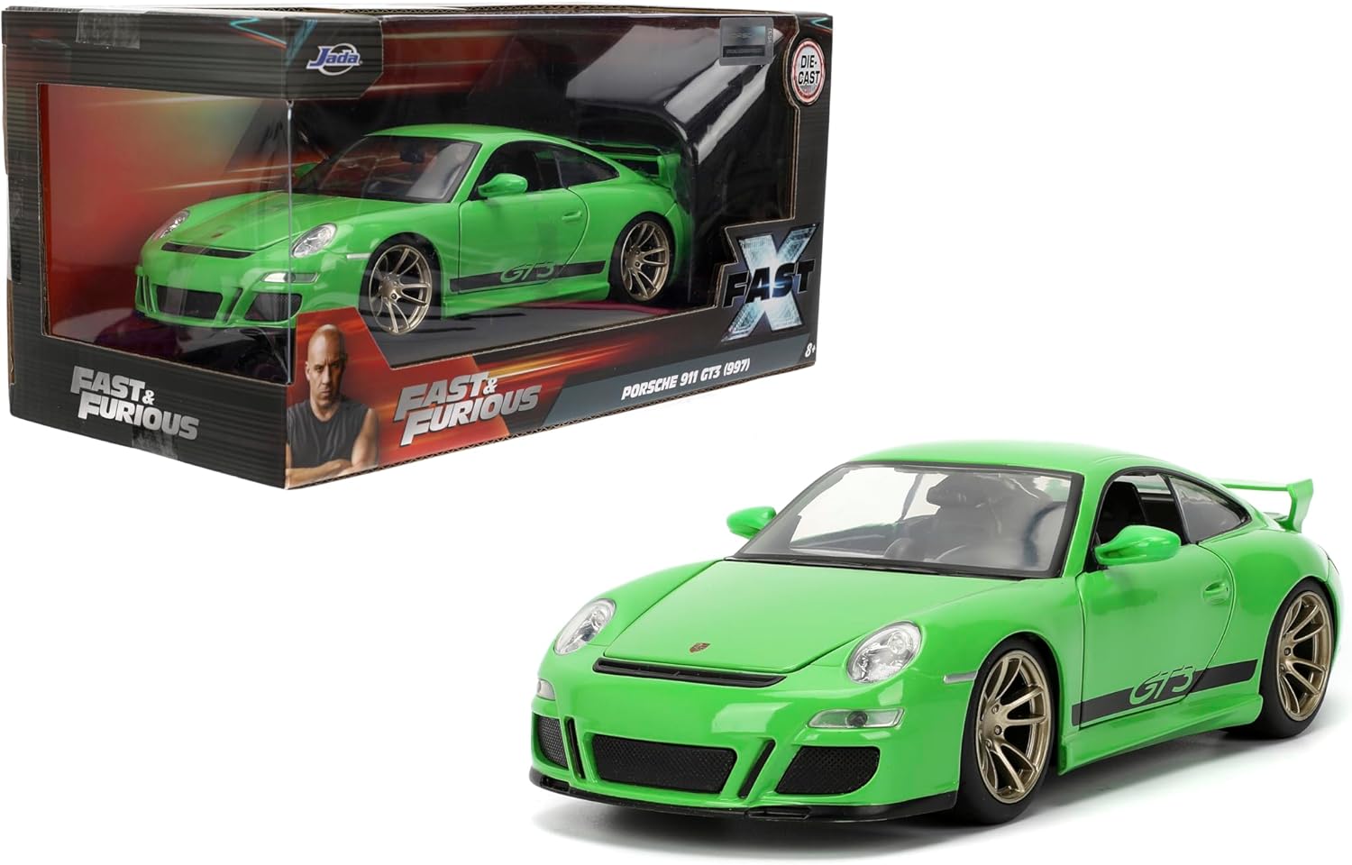Jada Toys Fast & Furious 1:24 Scale Die-Cast 2007 Porsche 911 GT3 – Opening Doors, Detailed Interior, Rubber Tires – Collectible for Ages 8+ – Authentic from Fast X