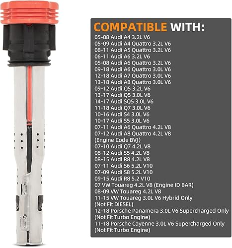Miniatura 3 de Paquete de 8 bobinas de encendido compatibles con A6 A8 Quattro Q7 S5 R8 - VW Touareg V6 V8 V10 Reemplaza# UF529 5C1688 E1029 06E905115E