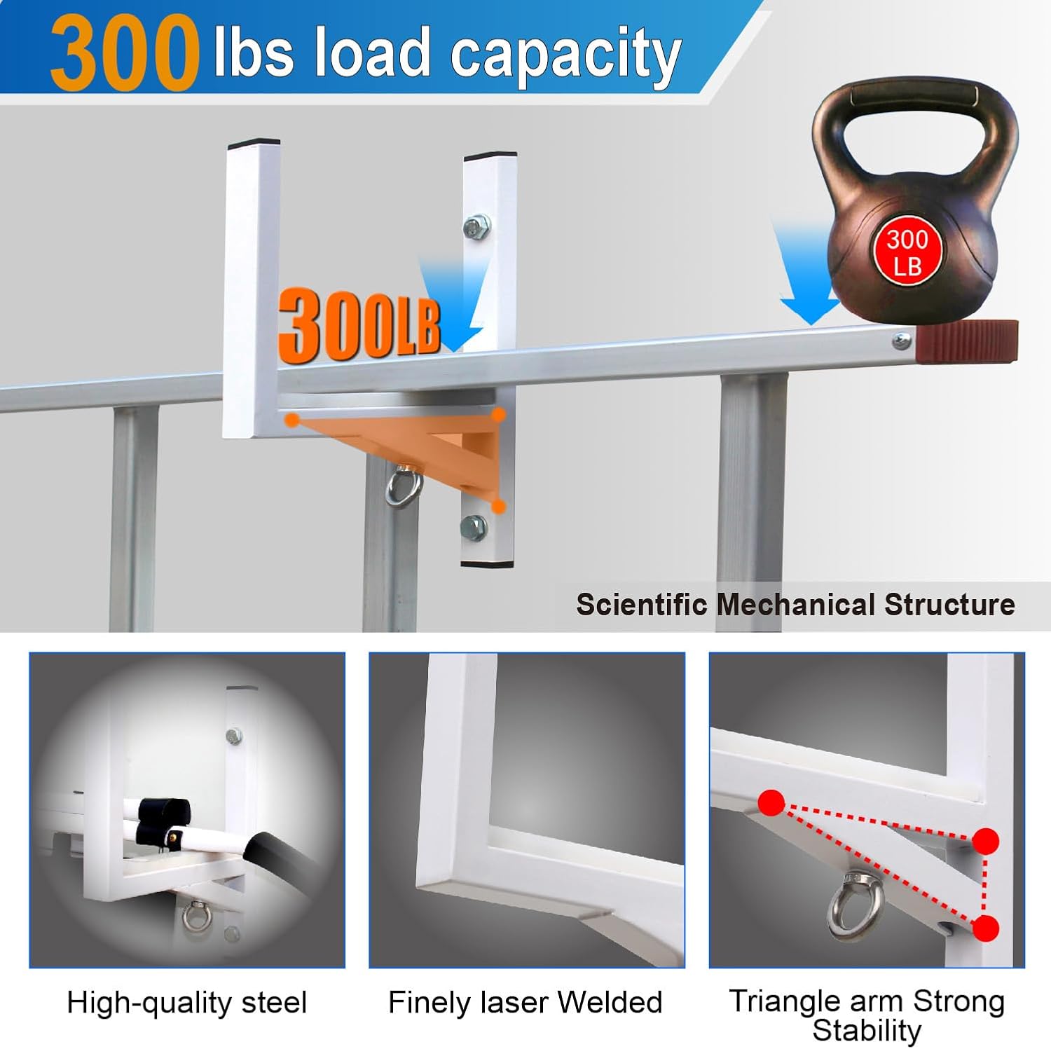 Ladder Rack for Trailer,Side Mount Heavy Steel Ladder Rack with Rubber Pad,Bungee Cords,Hook,Fit for Open and Enclosed Trailer Side Wall,Garages,Tool Sheds,Garden,300 LBS Capacity(2 Rack)
