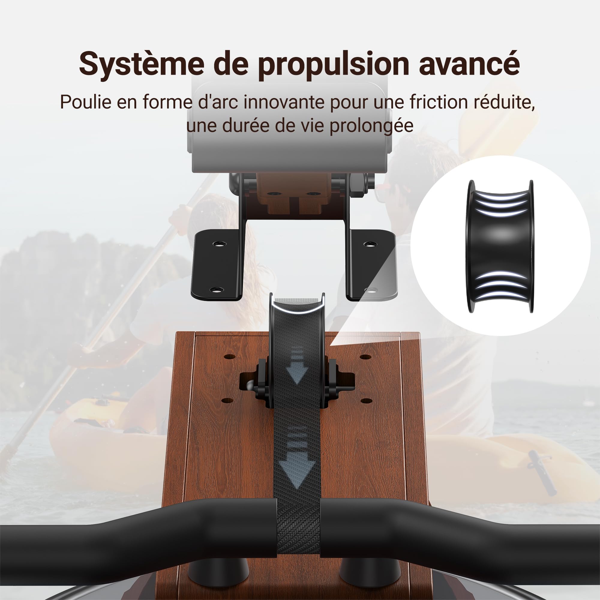 MERACH Rameur d'appartement, Expérience d'aviron Immersive avec Bois d'hévéa et réservoir d'eau de 22 L et APP Exclusive, Moniteur Professionnel et Support de Tablette(R14)