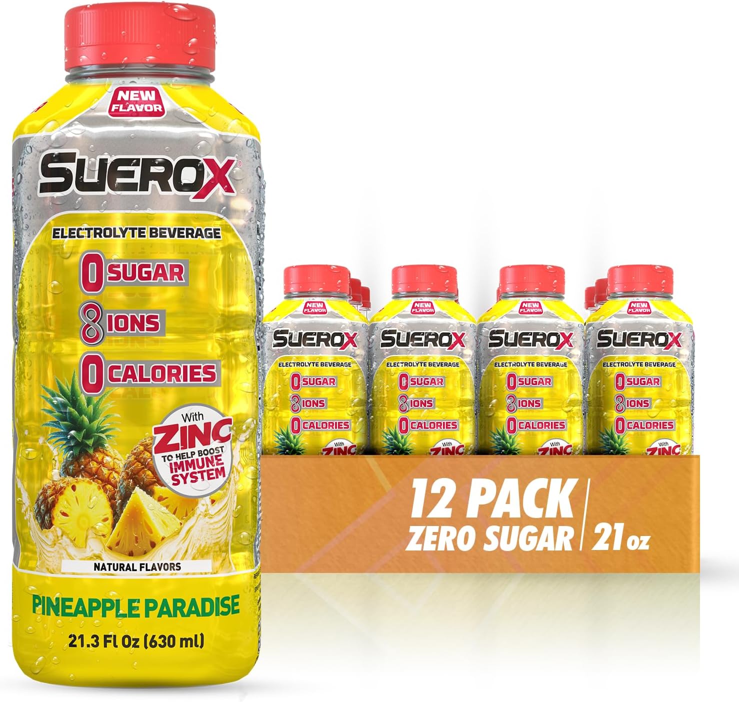 Sugar Free Sports Drink for Hydration and Recovery, Electrolyte Hydration Drink with 8 Ions, Zero Calorie Sports Drinks, Pineapple Paradise flavor, 21.3 Fl Oz, 12 Count