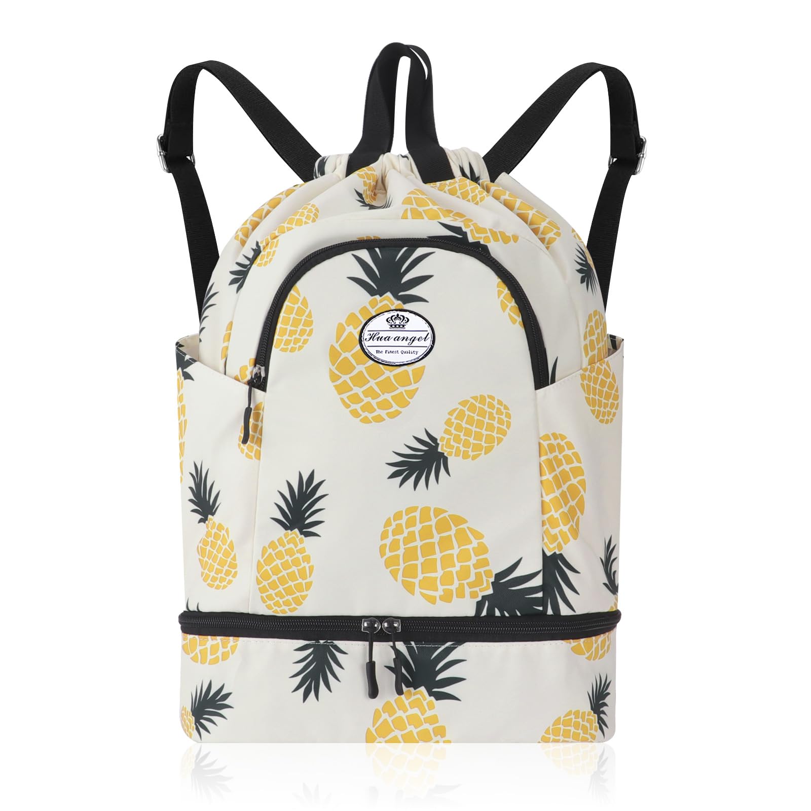 HUA ANGEL Unisex Drawstring Backpack Sports Gym Bag Drawstring Bag Weekend Daypack With Shoe Compartment for Women Men Basketball Football Outdoor Fitness Yoga Swimming Beach