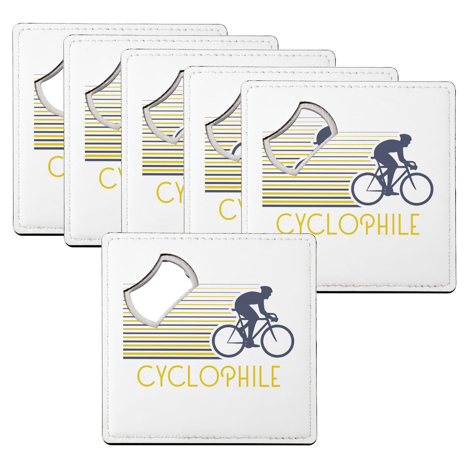 Sous verre décapsuleur vélo France cyclisme lot de 6 dessous de verre 92x92 mm