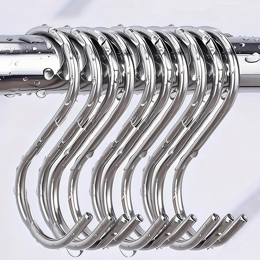 10 Pack S Shaped Hooks,Heavy Duty Metal S-Hook,Utility Hook for Hanging,Kitchen,Home(4inch)-Silver