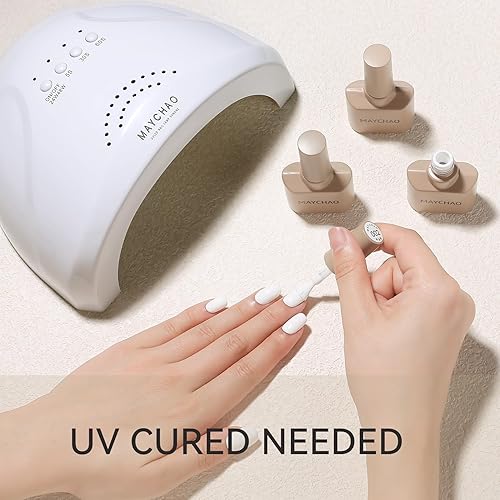 Miniatura 5 de MAYCHAO Esmalte de uñas en gel de 0.5 fl oz, 1 unidad de esmalte de uñas blanco que se absorbe con luz UV LED, arte de uñas, salón de manicura para