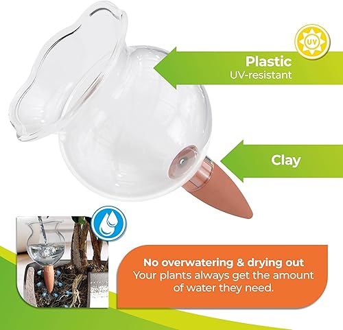 Miniatura 4 de Bio Green Hydro Bloom - Globos de riego para plantas, picos de riego automático de 6.8 fl oz, agua de plástico resistente a los rayos UV, suministro