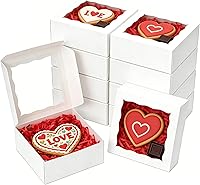 Vista 9 de 20 piezas Cajas de galletas de 5x5x2.5 pulgadas con ventana Cajas de panadería Caja de postre Caja para fresas cubiertas de chocolate para boda