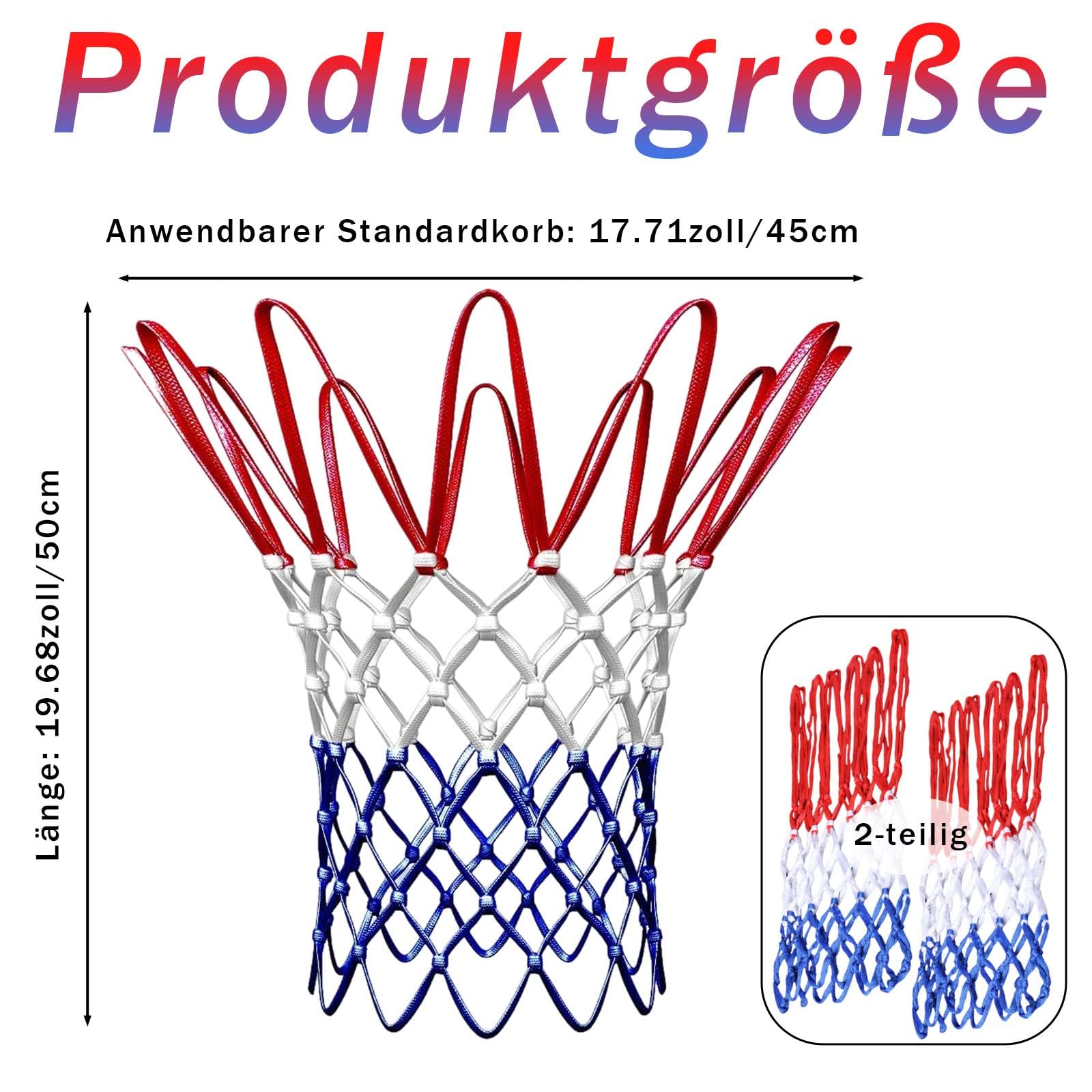 Lot de 2 filets de rechange professionnels de basket-ball, durables et résistants à toutes les conditions météorologiques, pour l'intérieur ou l'extérieur, en nylon, 12 boucles
