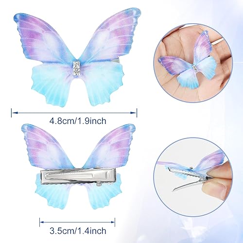 Miniatura 2 de Paderison 20 pinzas de mariposa para el cabello para niños, pinzas de mariposa con purpurina en movimiento, accesorios de hadas para mujeres,