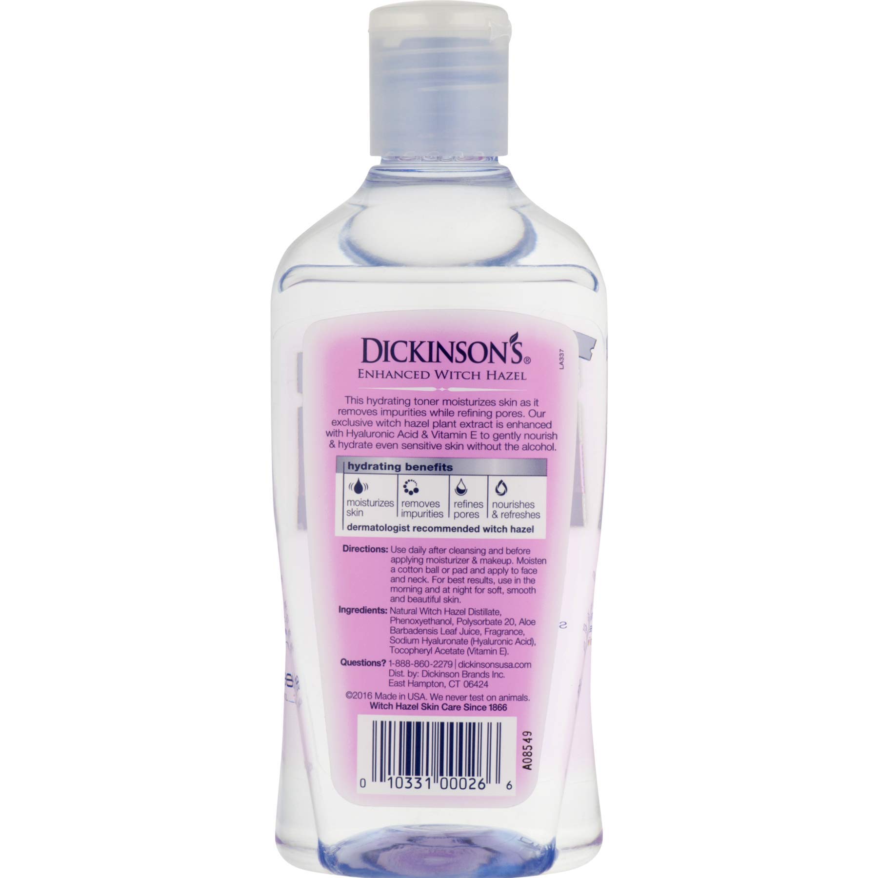 Dickinson's Enhanced Witch Hazel – Feuchtigkeitsspendender Toner – mit Rosenwasser – 473 ml