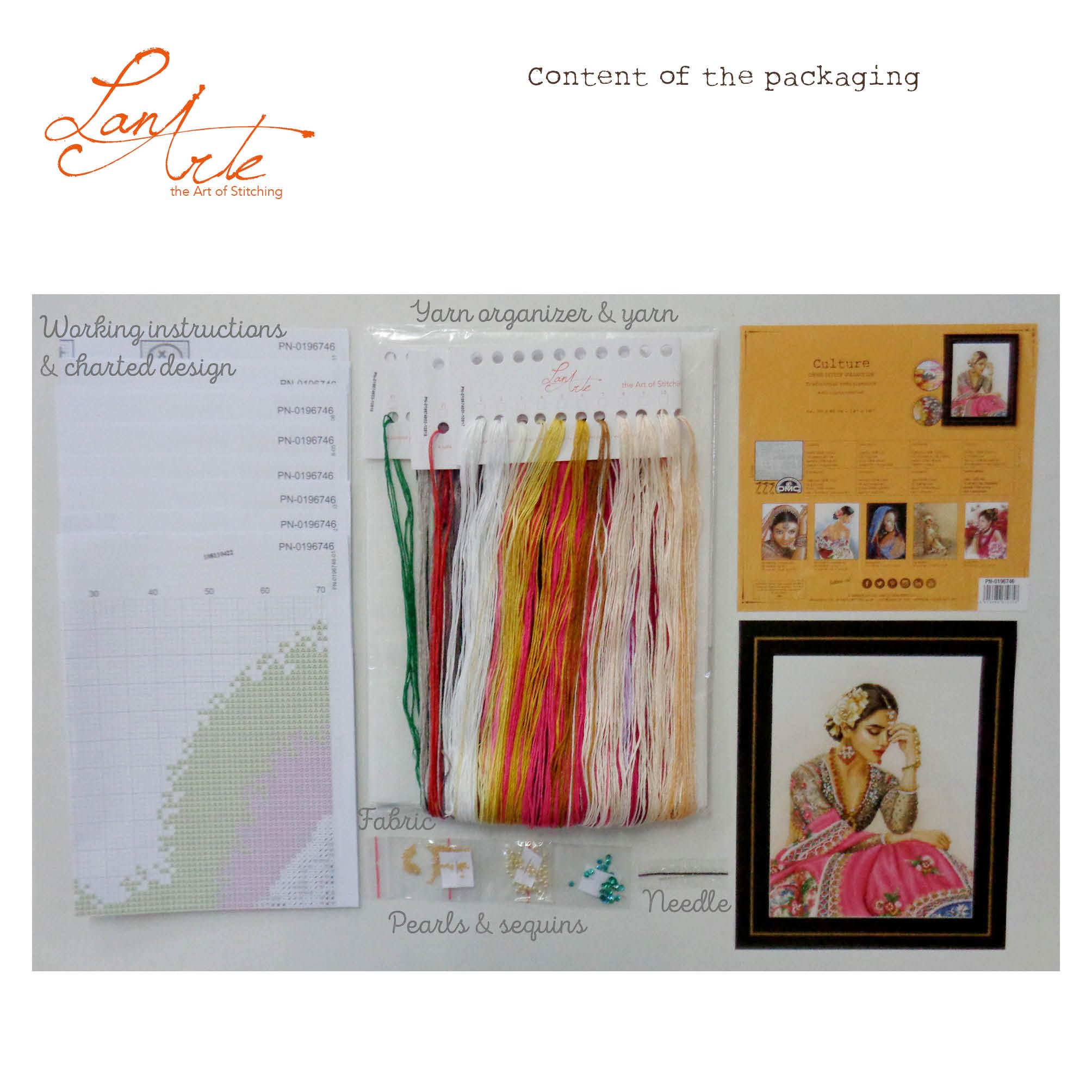 LANARTE Kit Punto Croce Contato REMINISCENZA TRADIZIONALE Decorativi Per Pareti ca. 35 x 45 cm Set Fai Da Te Creativo Adulti Ricamo Casa Decor Arte Da Parete Kit Per Hobby Cross Stitch