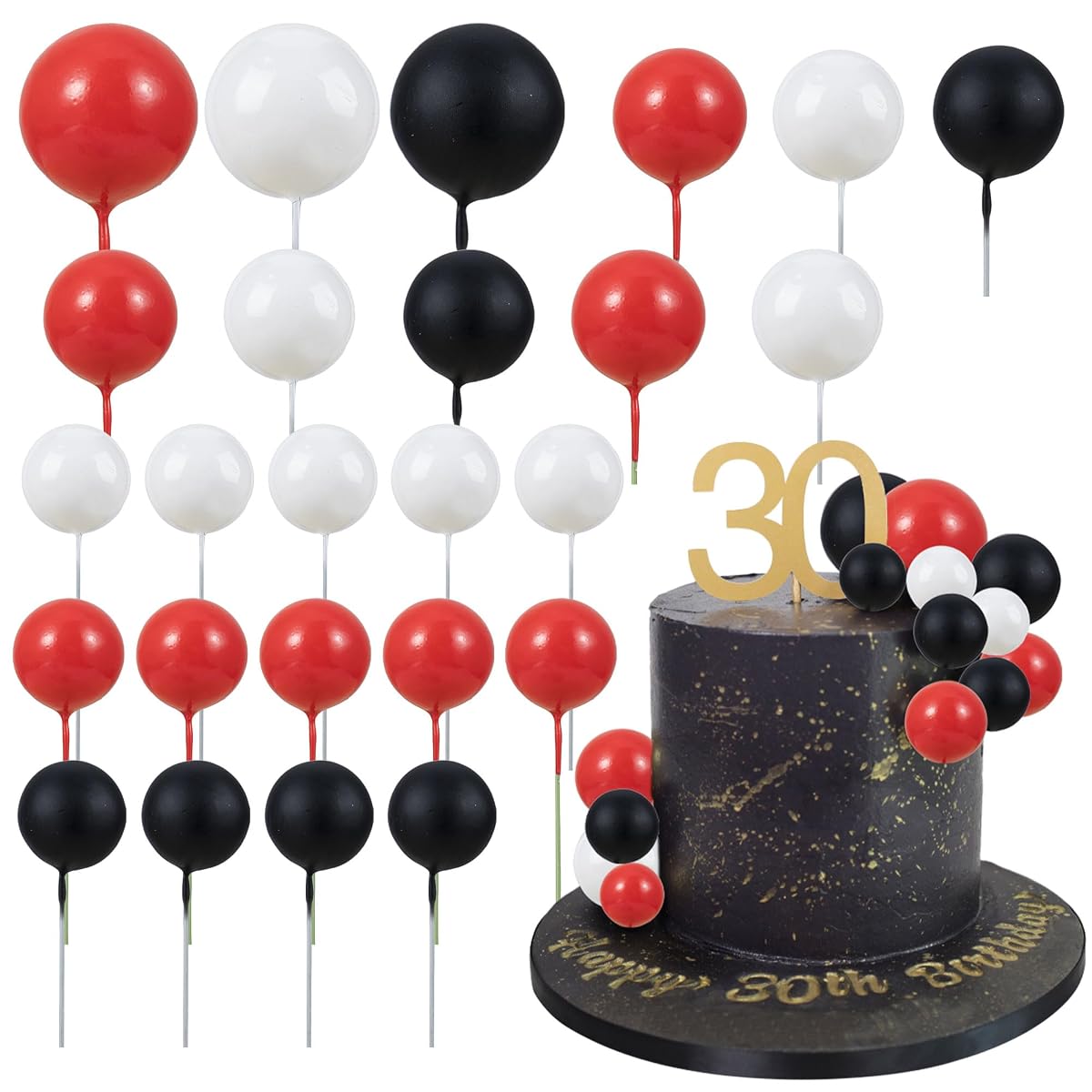 Gyufise 30Pcs Ball Cake Topper Decorations Mini Balloons Cake