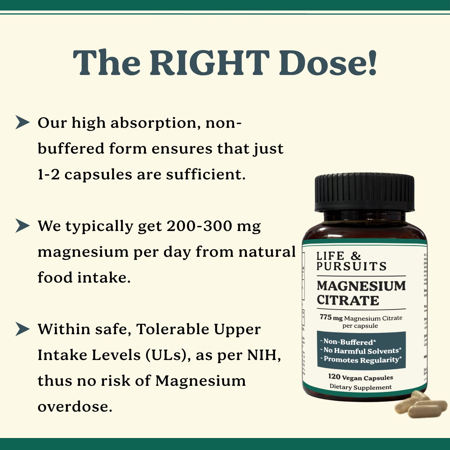 Life & Pursuits Pure Magnesium Citrate 775 mg – 120 Vegan Capsules | 120 mg Elemental Magnesium per Capsule| High Absorption, Non-Buffered Supplement for Gut & Digestion Support | 3rd Party Lab Tested — Amazon image 4