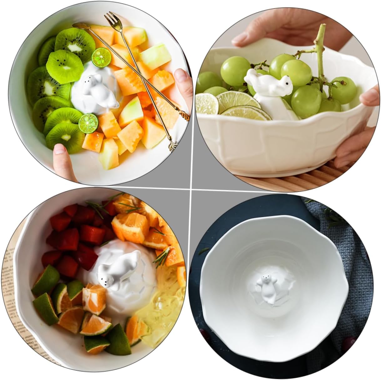 Mobestech 1Pc Polar Bear Shape Food Serving Bowl Cute Kitchen Gadget for Fruit Salad and Dessert Stylish for Home Restaurants and Catering Events