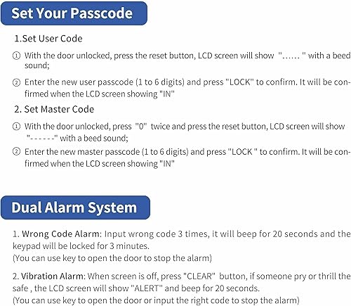 Miniatura 5 de Caja fuerte resistente para el hogar de 5.8 pies cúbicos con teclado digital seguro, bloqueo de llave, pantalla LCD, estante extraíble y luz de