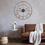 Horloges murales pour décoration maison, Grande horloge murale surdimensionnée avec style numérique romain,47cm Horloge murale en métal rustique, salle de séjour, cuisine, décoration de bureau