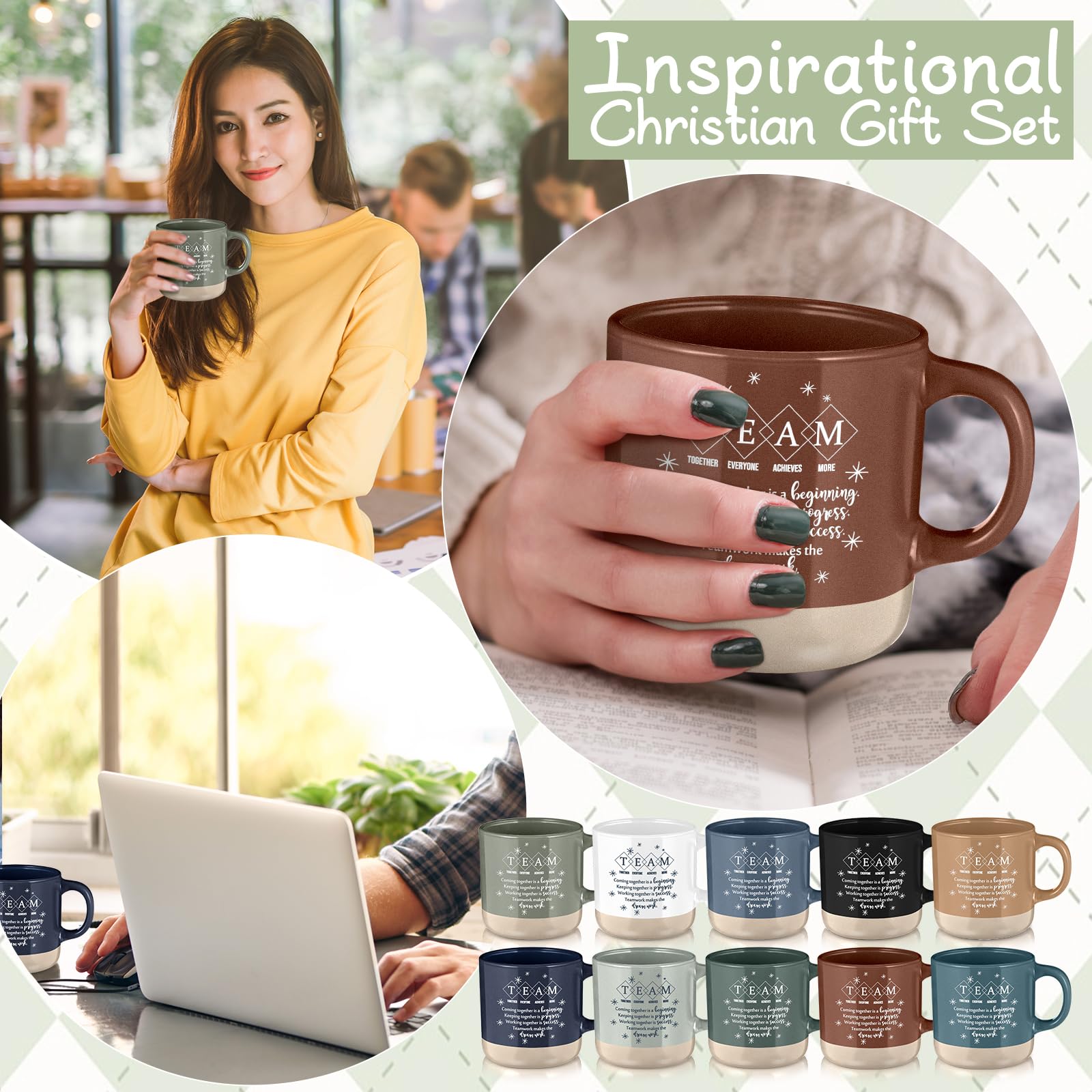 Didaey 10 tazze da caffè in ceramica ispiratrici per dipendenti, regalo di ringraziamento per donne, uomini, colleghi, insegnanti, infermiere
