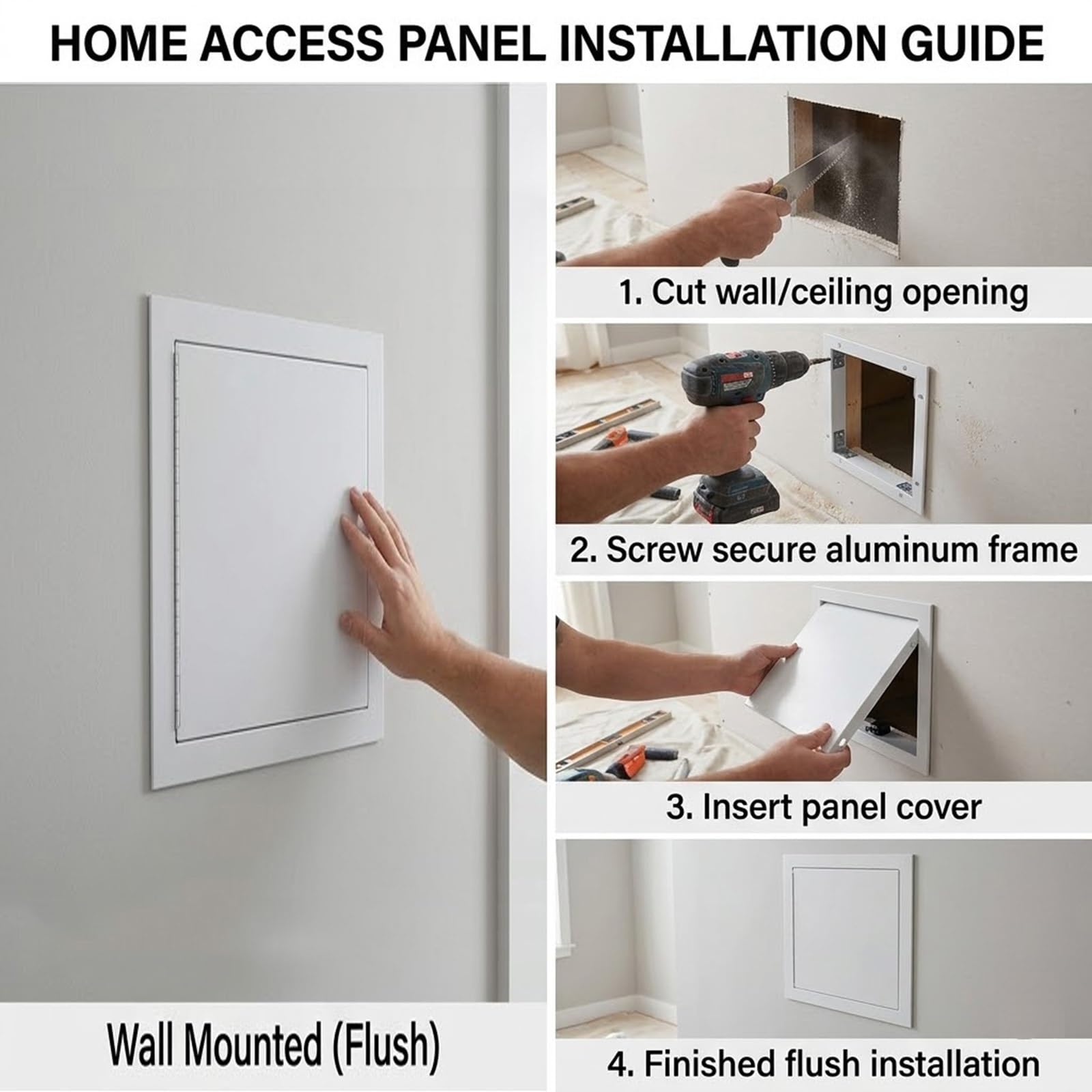 Trampilla Pladur Aluminio Puerta De Inspección Blanco Panel De Acceso Para Instalación De Fontanería Y Electricidad Techos Paredes Tapa De Mantenimiento HVAC Cables(25x30cm)