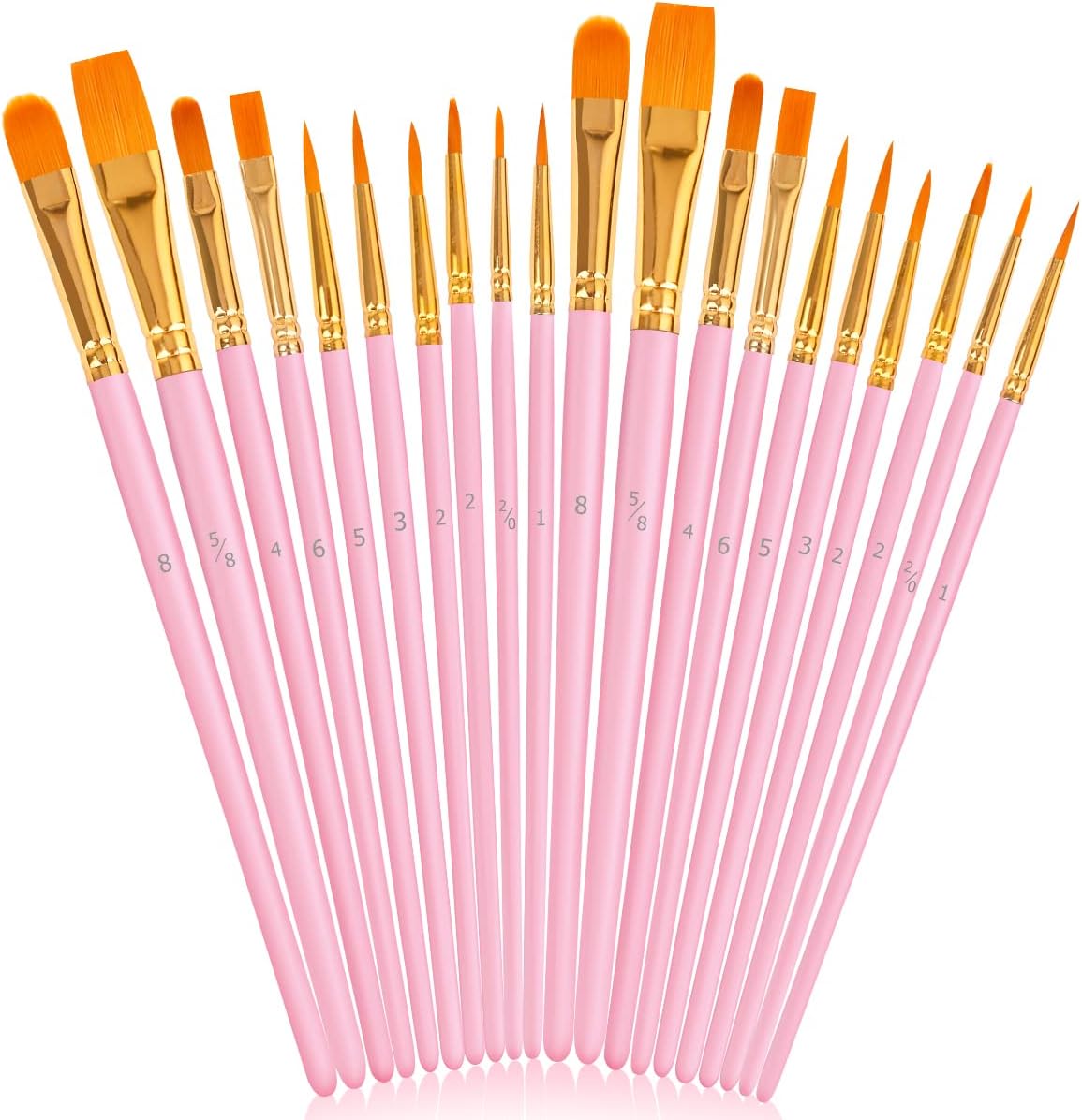 Soucolor Acrylic Paint Brushes Set, Easter Basket Stuffers, 20Pcs Round Pointed Tip Artist Paintbrushes for Acrylic Oil Watercolor Canvases Rock Body Face Nail Miniature Detailing Drawing Art Supplies