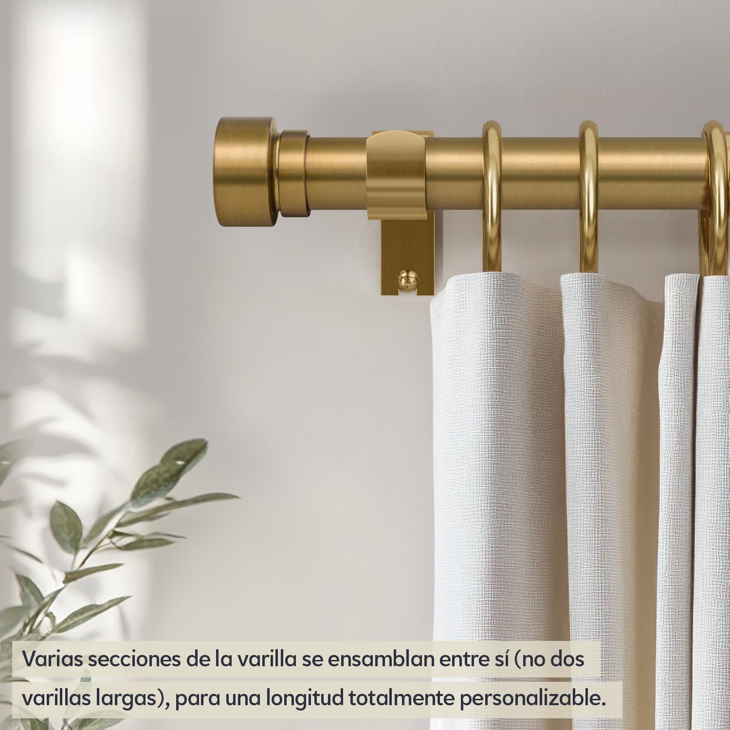 Asta per Tende Allungabile 80-218 cm Ottone 25 mm Soffitto Parete Metallo