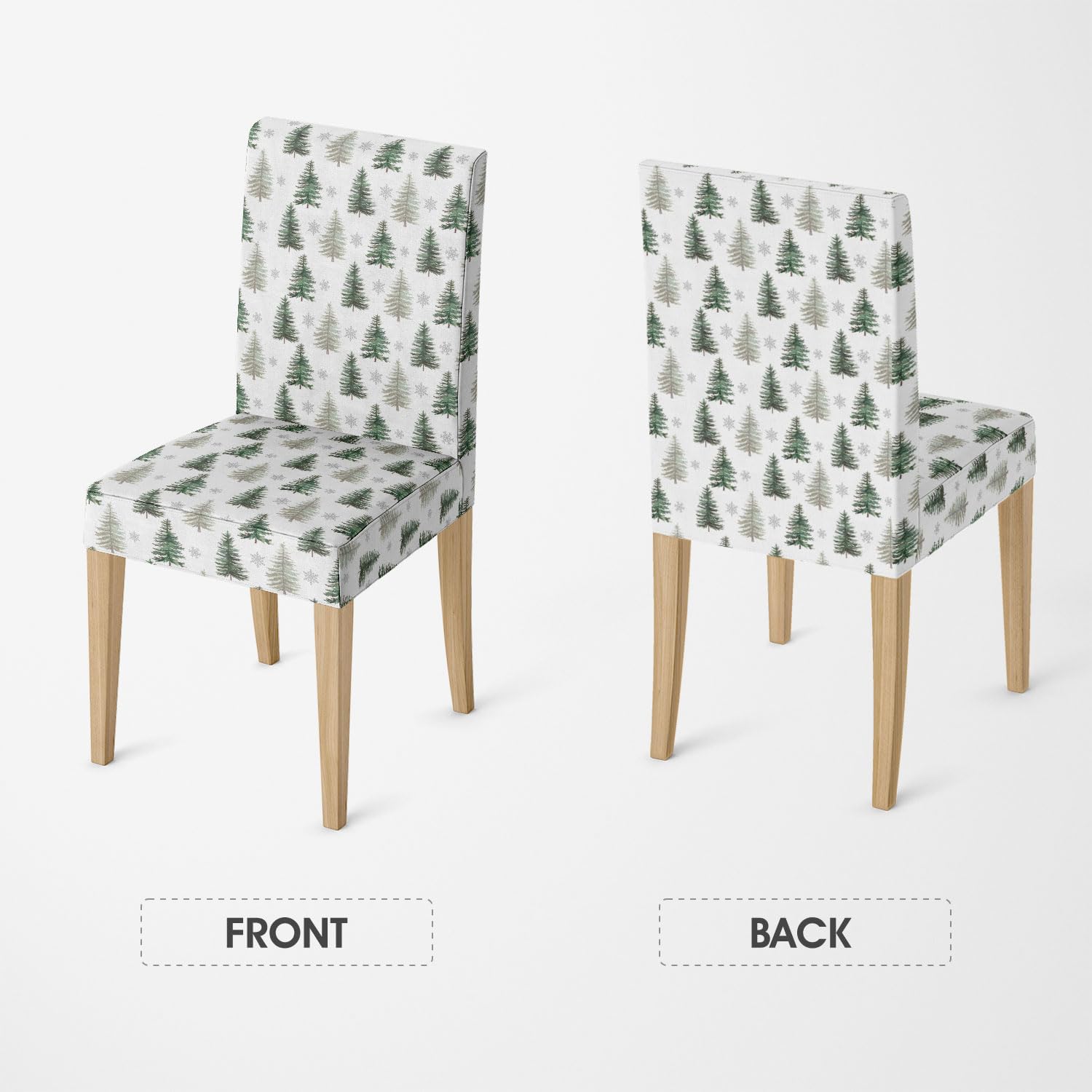 Horaldaily 6PCS Christmas Dining Chair Covers,Watercolor Christmas Trees Stretch Removable Washable Slipcover Chair Protector for Dining Room Home Decor