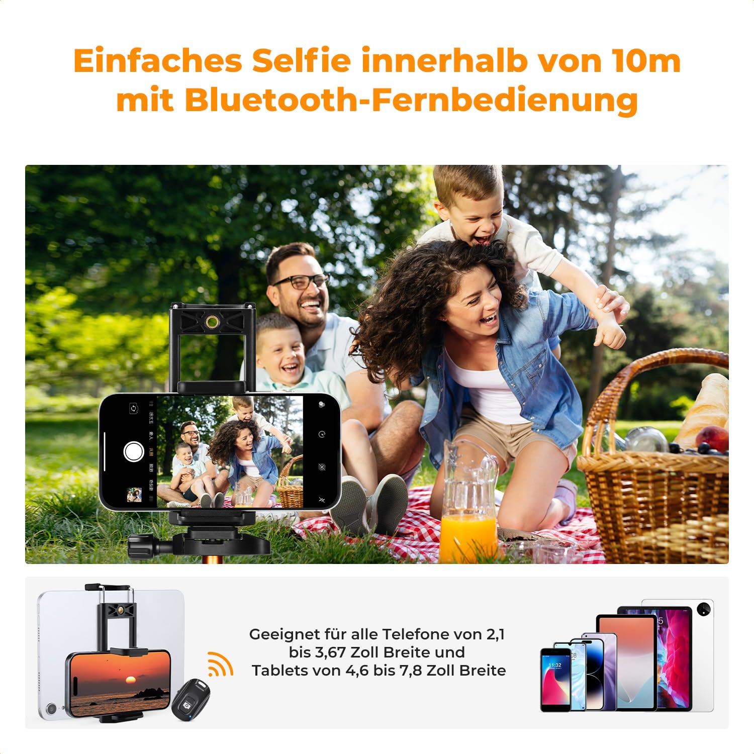 K&F CONCEPT Kamerastativ S255A3+BH-36,190cm Handy-Stativ,Tripod für Canon Nikon Sony Kamera/DSLR/Camcorder,Stativ für Smartphone,Reisestativ mit Handy-Tablet-Halterung