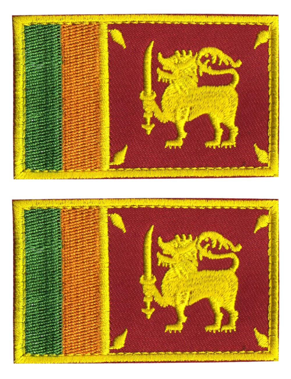 AliPlus 2 PCS Sri Lanka Flag Patches Embroidered Tactical Military Morale Patch Applique Fastener Hook and Loop