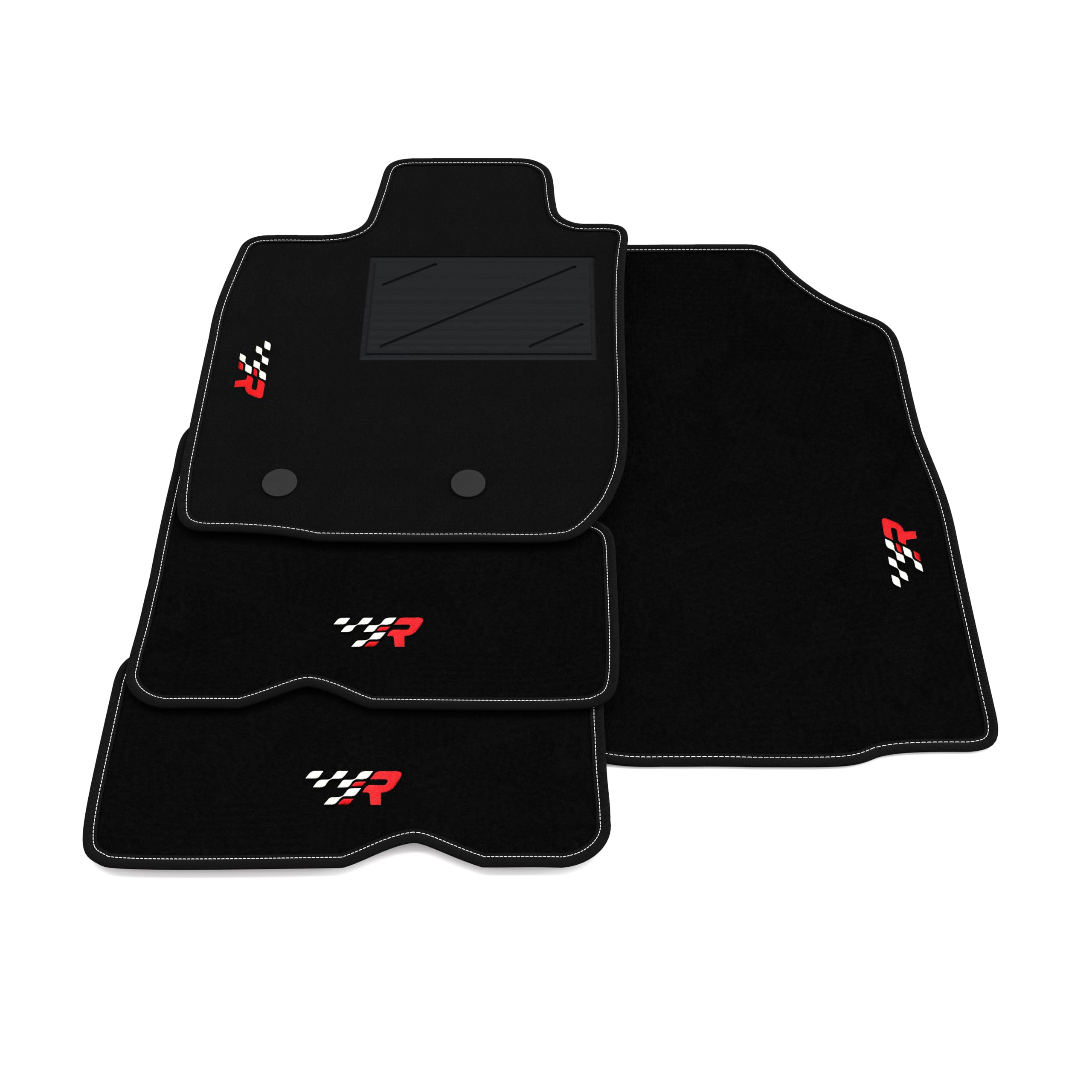 Set de Tapis de Voiture compatibles avec Dacia Duster 2WD 2010-2014 | Tapis sur Mesure en Moquette, Broderie R Racing, sur Mesure