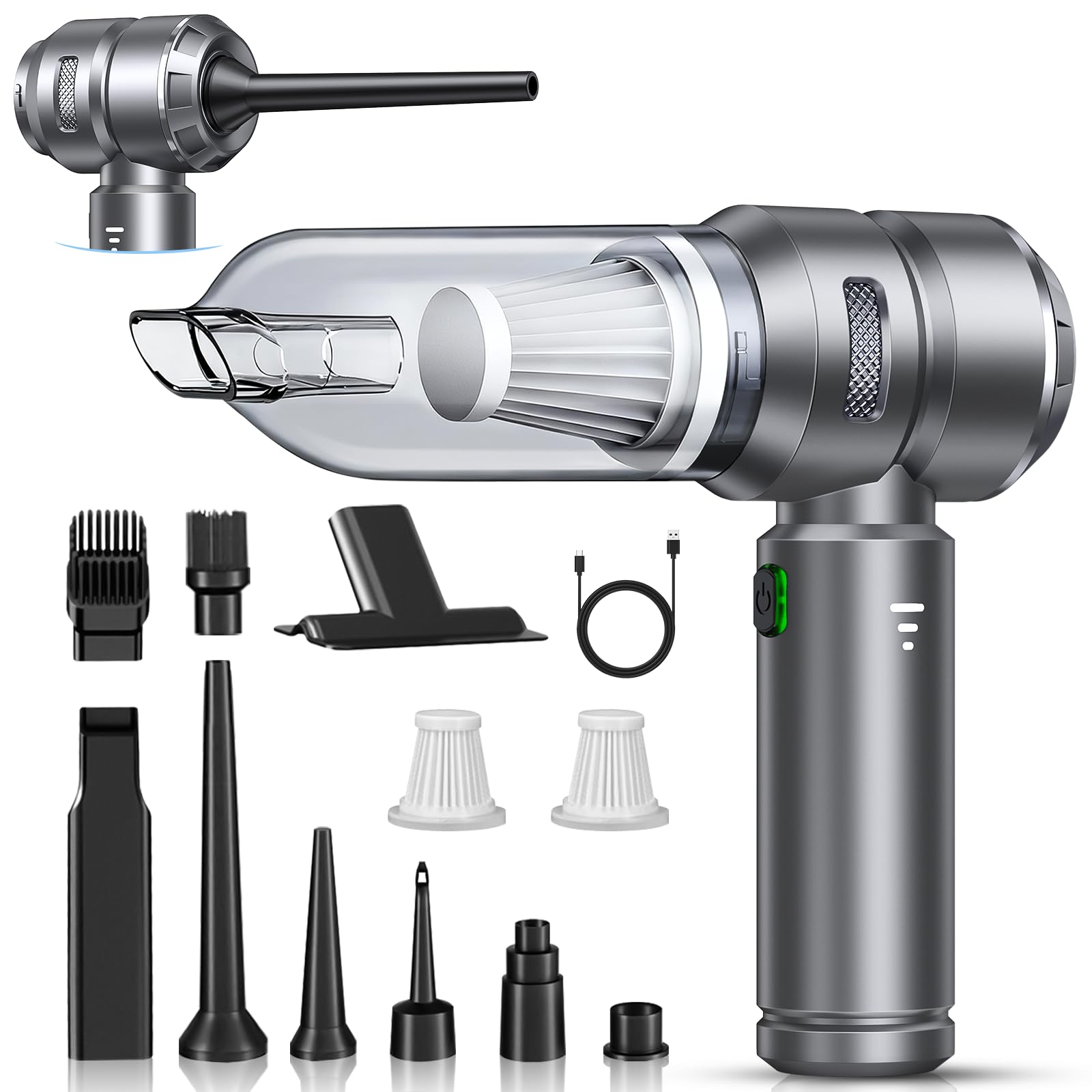 Handheld Vacuum Cleaner 26000Pa Suction, Cordless Car Vacuum Cleaner with Brushless Motor, Lightweight Hand Vac with Quick Charge & Long Battery, Multi-Attachments for Car, Home, Office, Pets