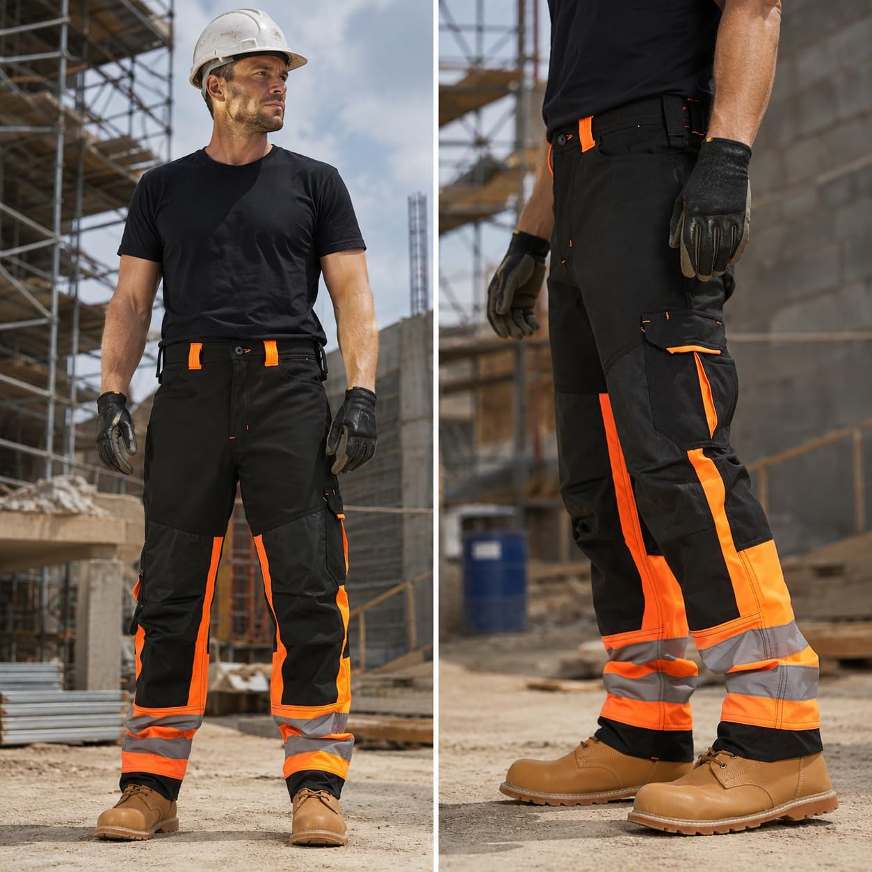 Hi Vis - Pantaloni da lavoro da uomo Softshell ad alta visibilità, riflettenti, resistenti all'acqua, resistenti alla pioggia, antivento, sicurezza sul posto, abbigliamento da lavoro,