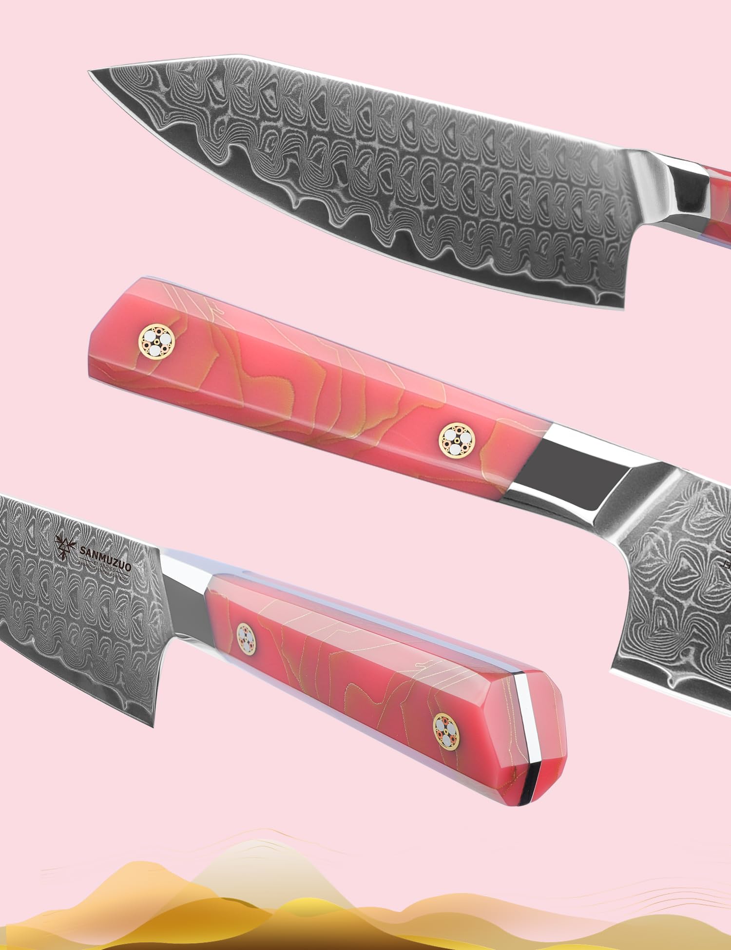 Cuchillo de chef de 20 cm, cuchillo de cocina profesional, acero de Damasco ultraafilado con mango de resina de espiga completa, serie Sheng