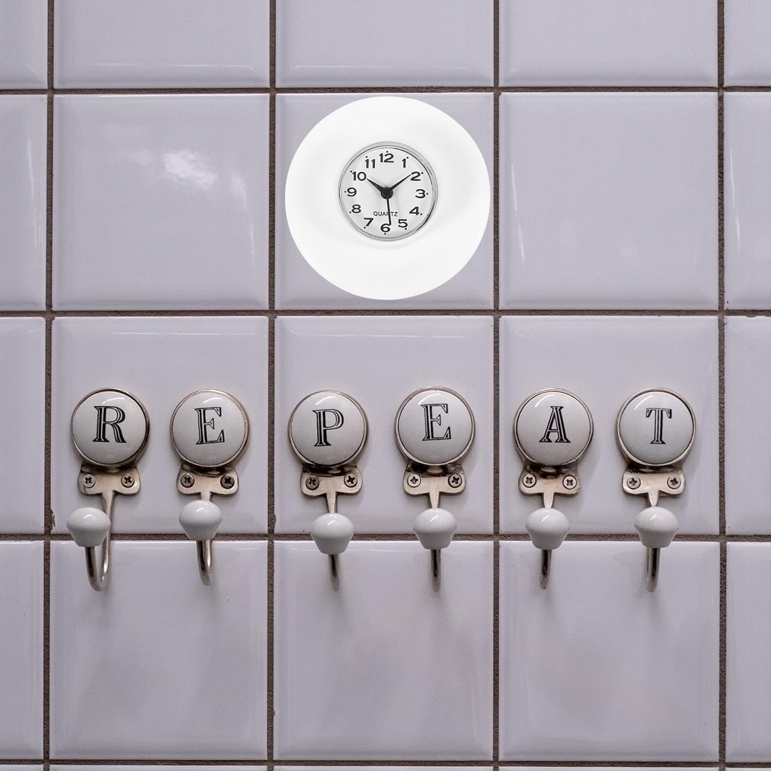 GARVALON Bathroom Suction Cup Wall Clock for Bedroom, White