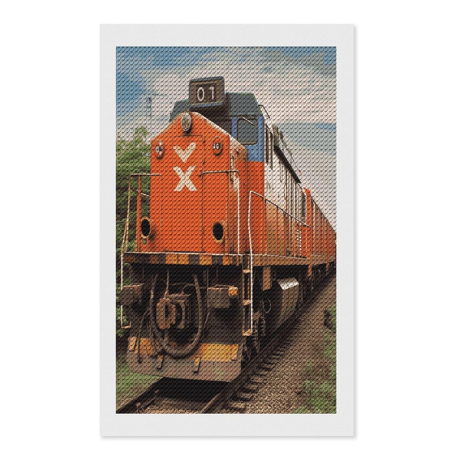 FekiLoot Train Paint by Numbers Kit for Adults Beginner DIY Diamond Dots Paintings Round Full Drill Diamond Art Kits Picture Diamond Art Painting Kits for Home Decor 12"x20"
