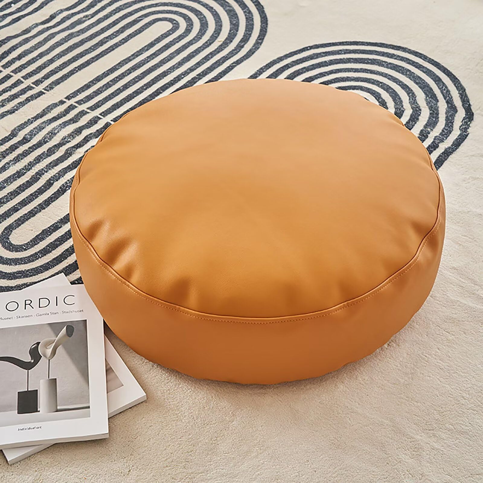 Coussin de chaise rond imperméable de jardin jaune 152 cm