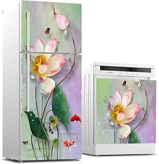 Buzdolabı ve Bulaşık Makinası Beyaz Eşya Sticker Kaplama 3d Çiçek Çizimi