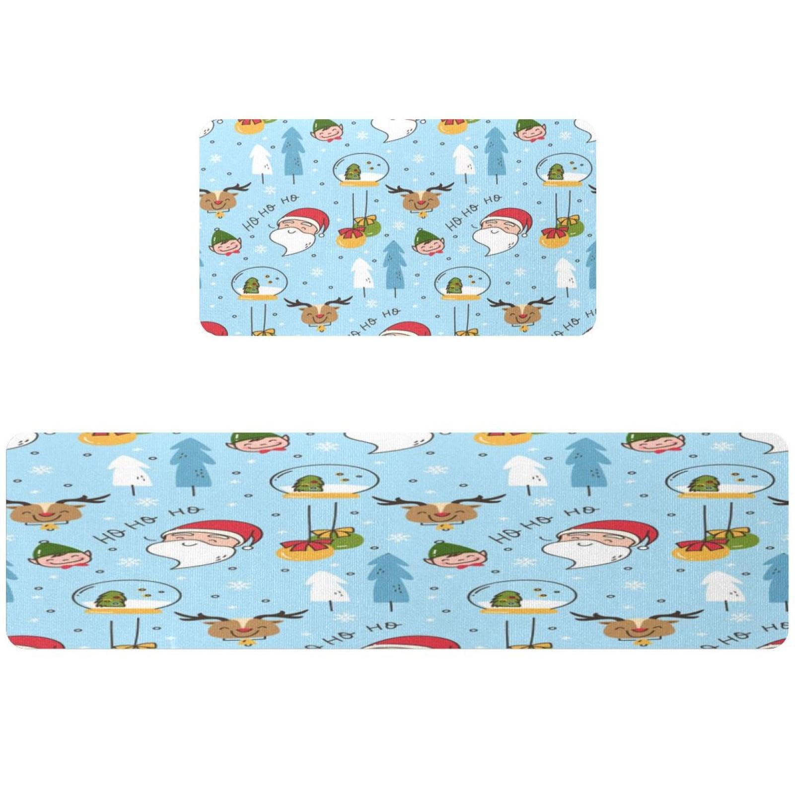 Tapete de cocina antideslizante con diseño de Papá Noel juego de 2 piezas lavable