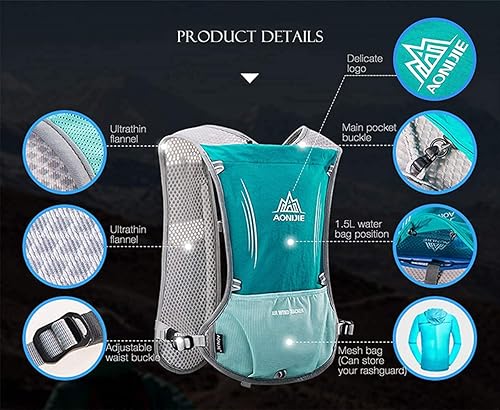 Miniatura 3 de Win.Deeper Mochila ligera para correr, deportes al aire libre, carreras de sendero, maratón, senderismo, fitness, paquete de chaleco de hidratación