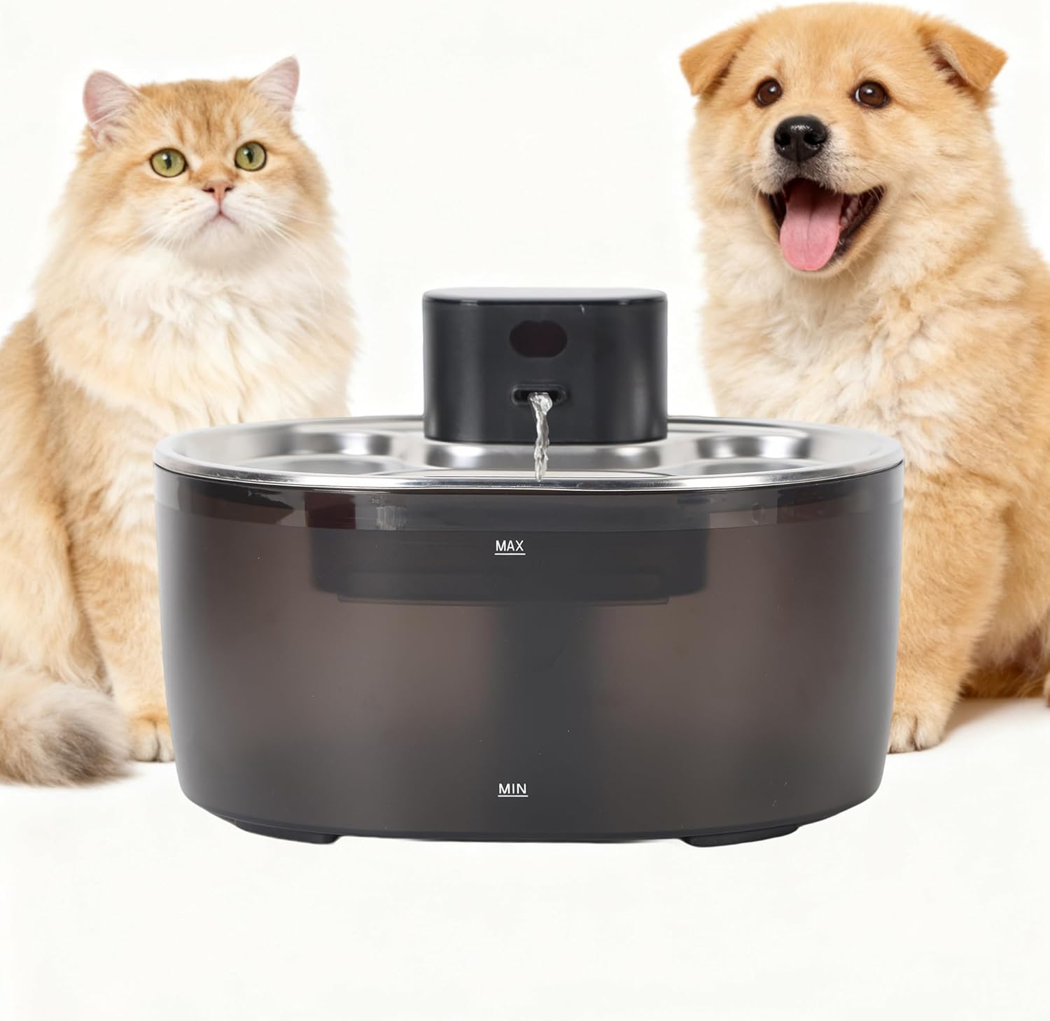Fuente de Agua para Gatos sin Bomba Acero Inoxidable, 3.2L