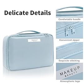 Queboom Travel Makeup Bag Cosmetic Bag Makeup Bag Toiletry bag for women and men (Blue-3pcs)